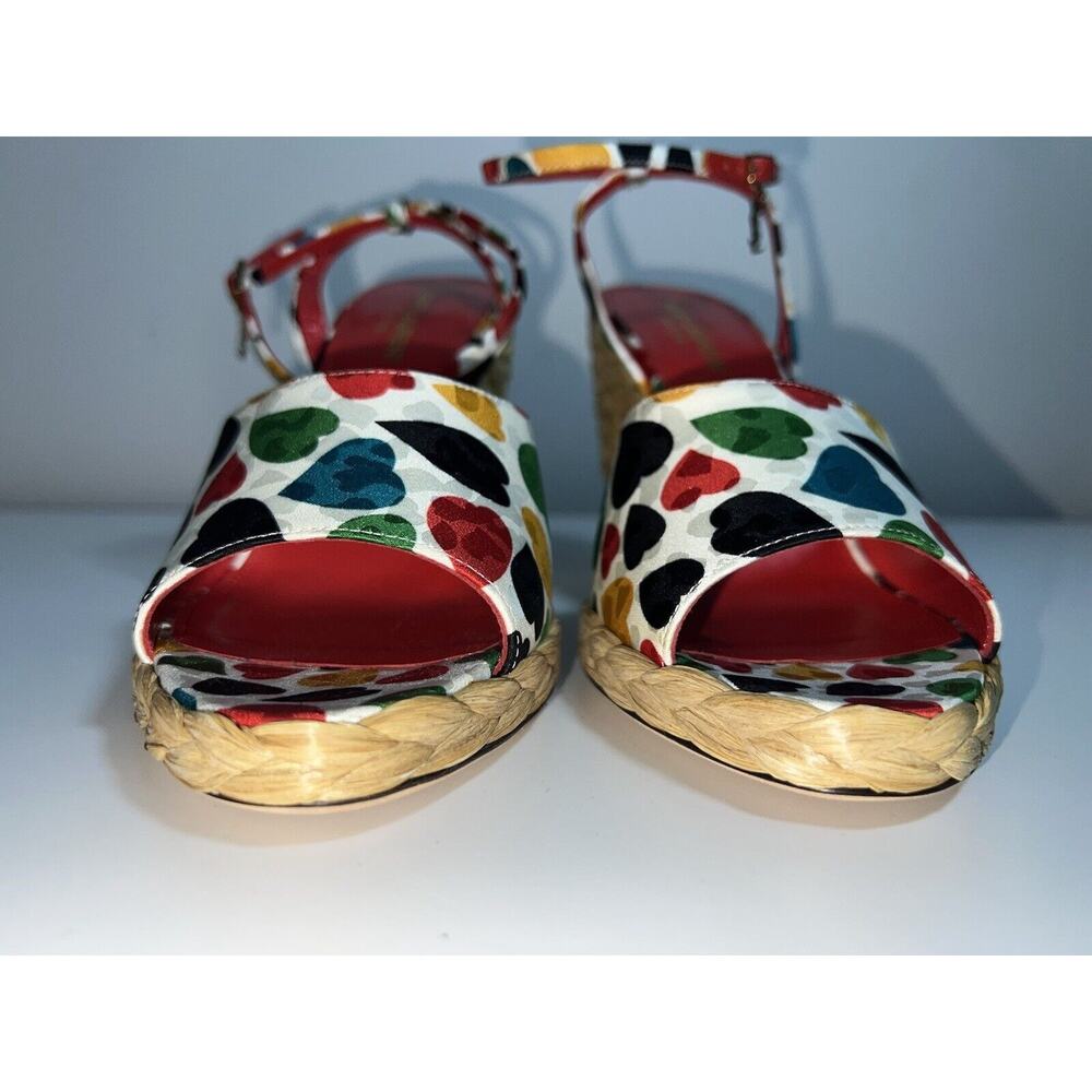 SAINT LAURENT Paloma Heart-Print Wedge Espadrilles Size 38.5 - Picture 5 of 12